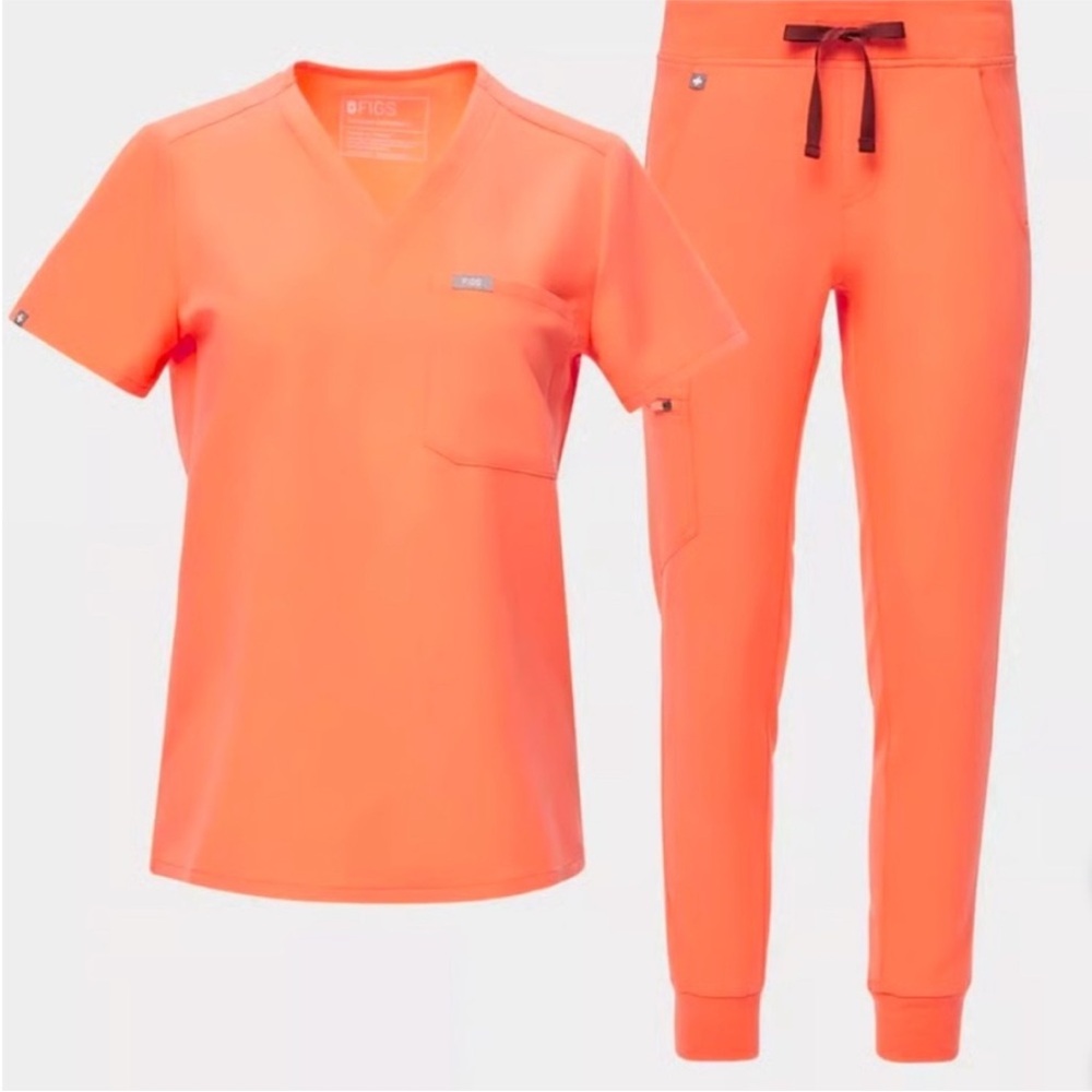 Set of Figs Orange M High Waisted Zamora Joggers and S Catarina Top
